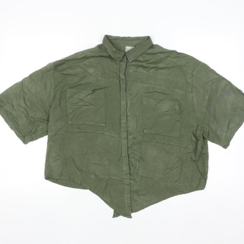 ASOS Women Green Size 10 Relaxed Collared Button-Up Shirt