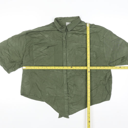 ASOS Women Green Size 10 Relaxed Collared Button-Up Shirt