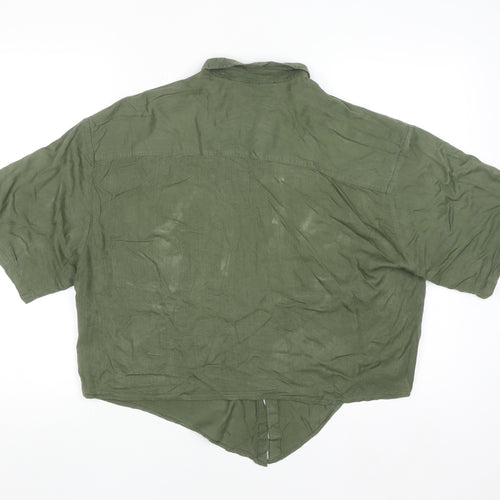 ASOS Women Green Size 10 Relaxed Collared Button-Up Shirt