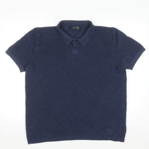 Paul Costelloe Men's Blue Cotton Knit Polo Shirt Size L