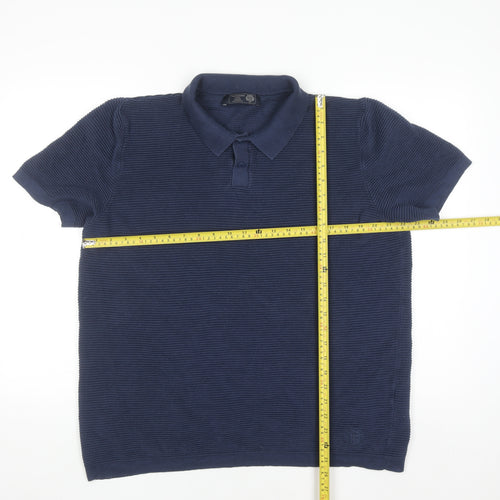 Paul Costelloe Men's Blue Cotton Knit Polo Shirt Size L