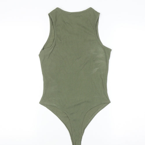 PrettyLittleThing Women’s Green Ribbed New Wave Tank Bodysuit Size 10