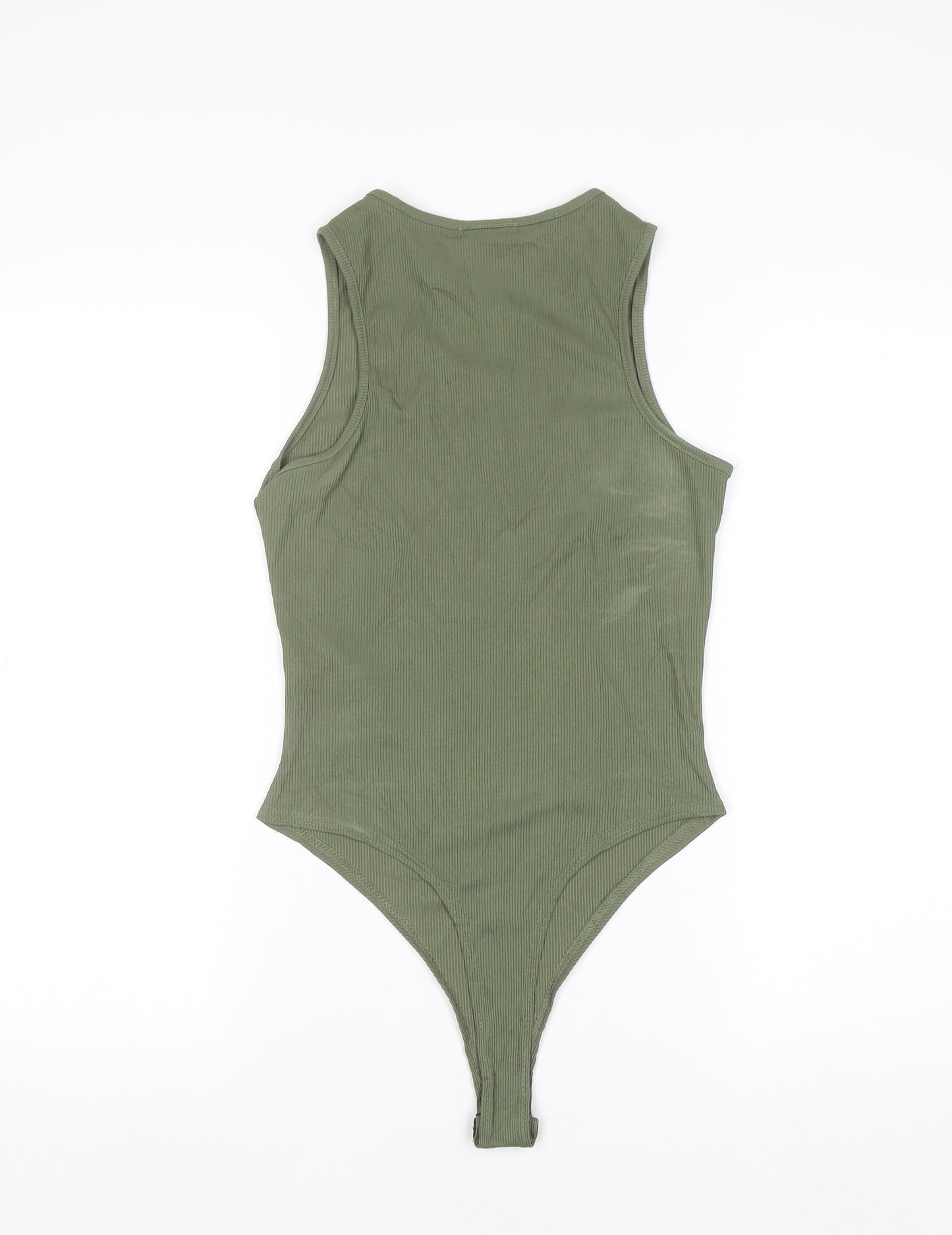 PrettyLittleThing Women’s Green Ribbed New Wave Tank Bodysuit Size 10
