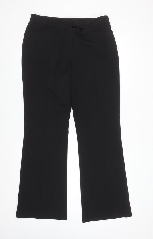 Wallis Women Black Size 14 Polyester Blend Flared Trousers
