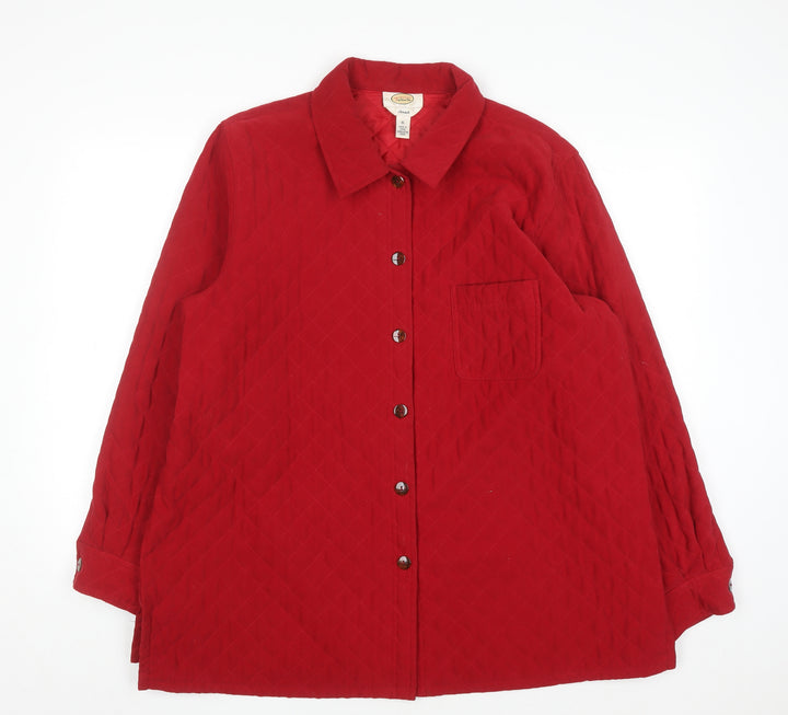 Talbots Women Red Quilted Mid-Length Jacket XL