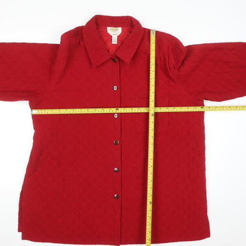 Talbots Women Red Quilted Mid-Length Jacket XL