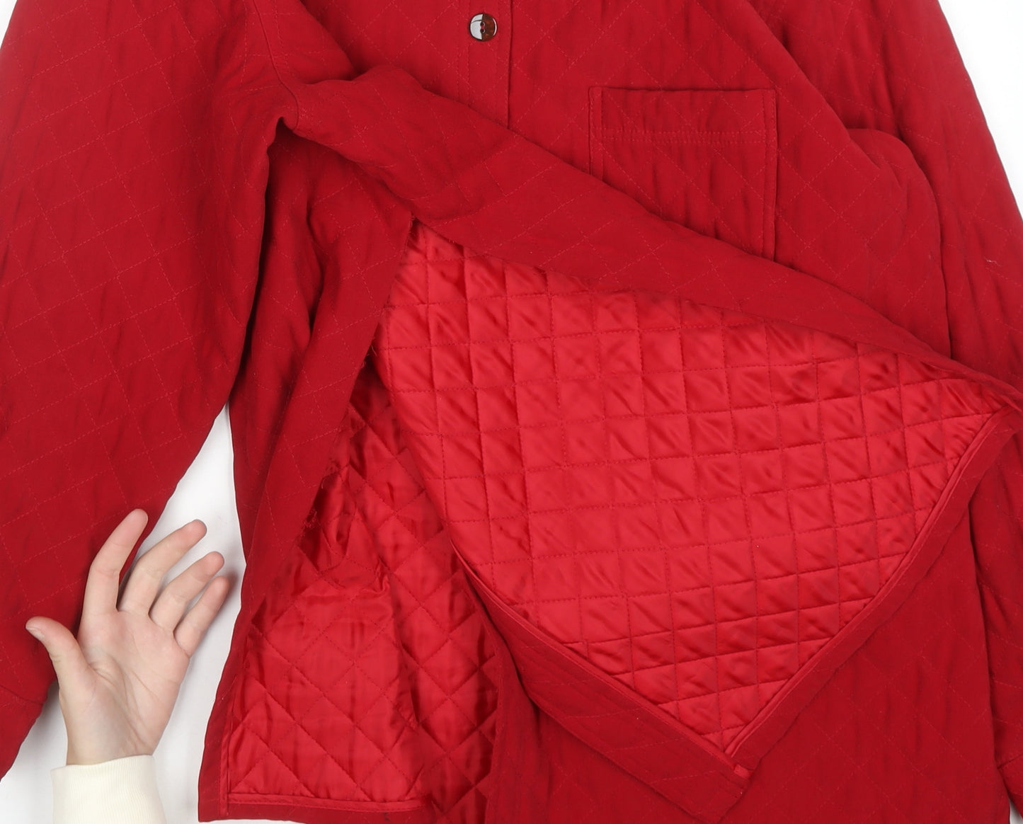 Talbots Women Red Quilted Mid-Length Jacket XL