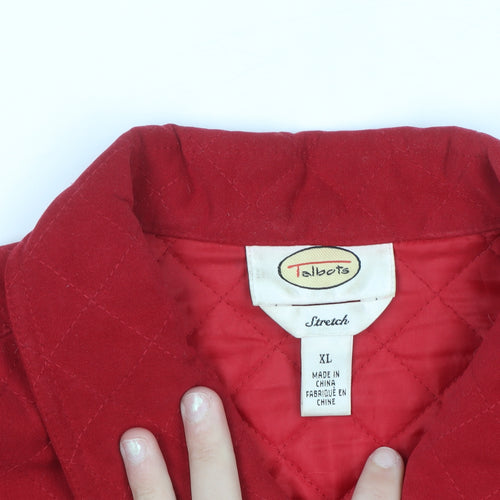 Talbots Women Red Quilted Mid-Length Jacket XL
