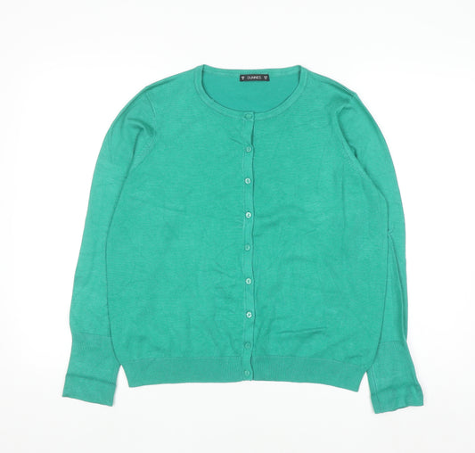 Dunnes Women Green Size 16 Cardigan Long Sleeve Crew Neck Knit