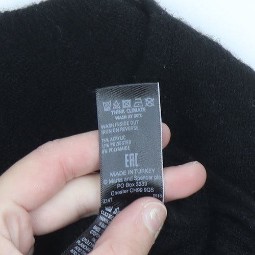 Marks and Spencer Women's Black Beaded V-Neck Jumper Size 10