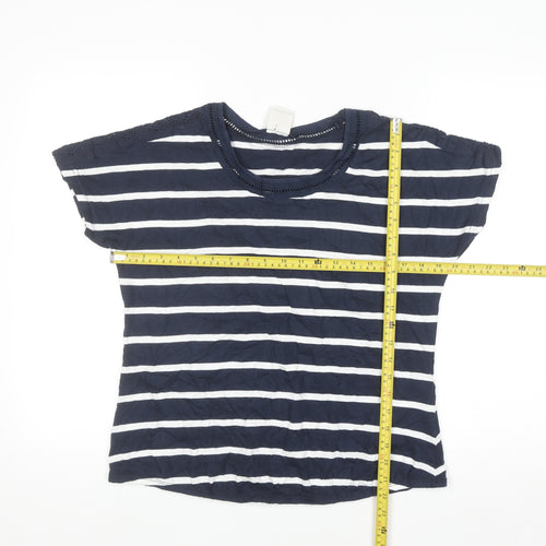 Trespass Womens Navy White Striped Basic T-Shirt UK 10 Short Sleeve Cotton