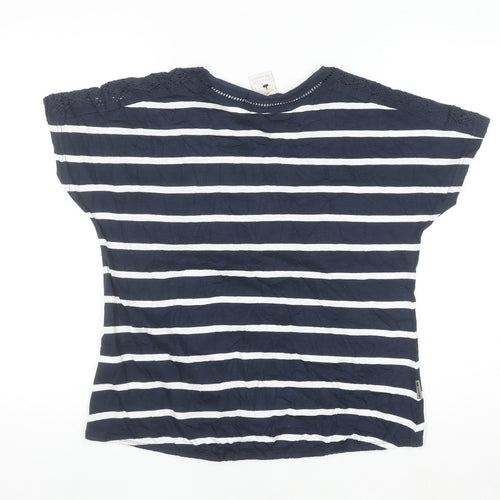 Trespass Womens Navy White Striped Basic T-Shirt UK 10 Short Sleeve Cotton