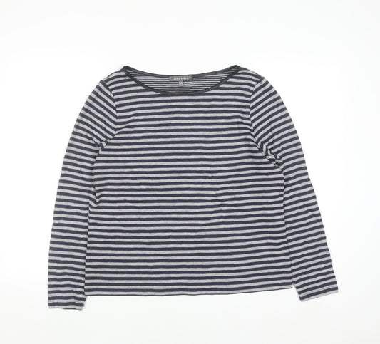 Laura Ashley Women's Blue Striped Boat Neck Long Sleeve Pullover Jumper Size 16