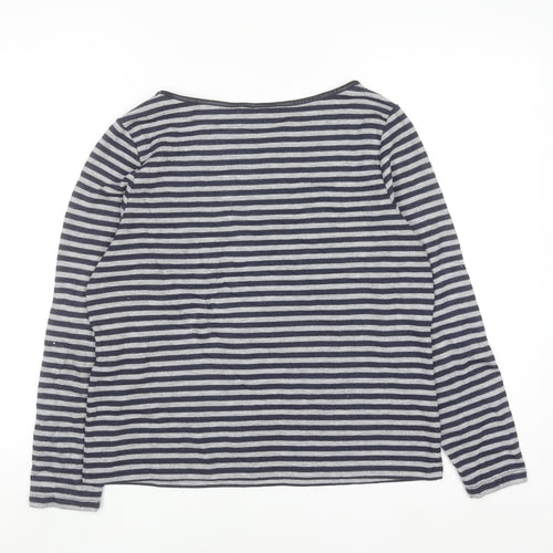Laura Ashley Women's Blue Striped Boat Neck Long Sleeve Pullover Jumper Size 16
