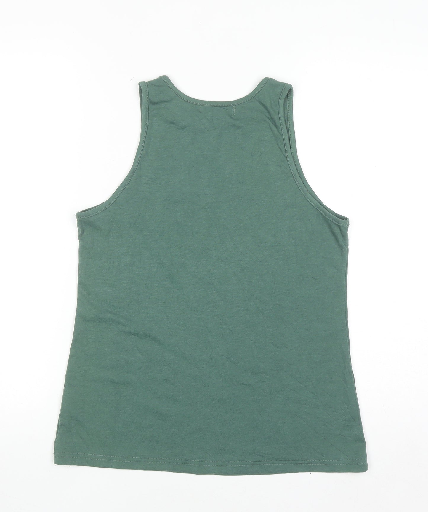 MISSLOOK Women's Green Cotton Blend 'Be Kind' Tank Top Size L
