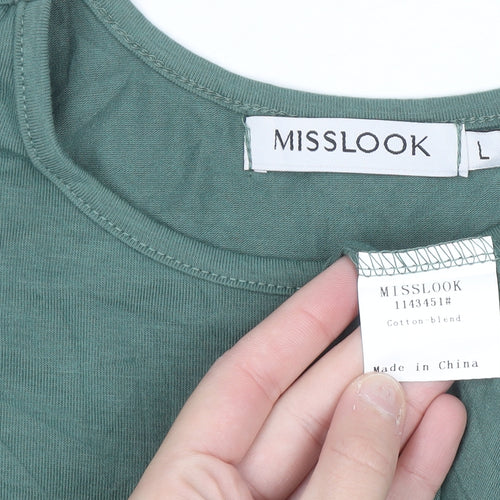 MISSLOOK Women's Green Cotton Blend 'Be Kind' Tank Top Size L