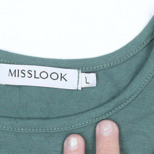 MISSLOOK Women's Green Cotton Blend 'Be Kind' Tank Top Size L