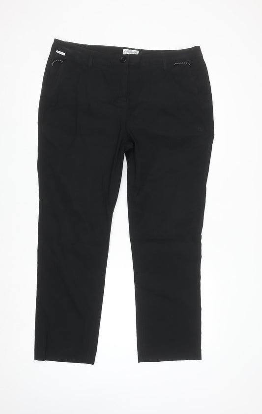 Craghoppers Women Black Size 16 Straight Leg Stretch Trousers