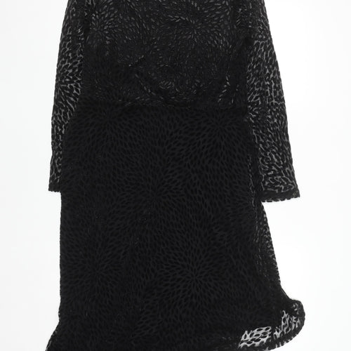 Monsoon Women Black Size 14 Sheath Knee Length Velvet Dress