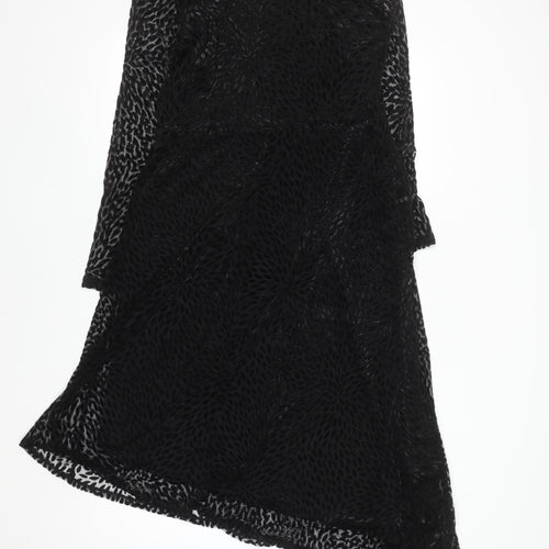 Monsoon Women Black Size 14 Sheath Knee Length Velvet Dress