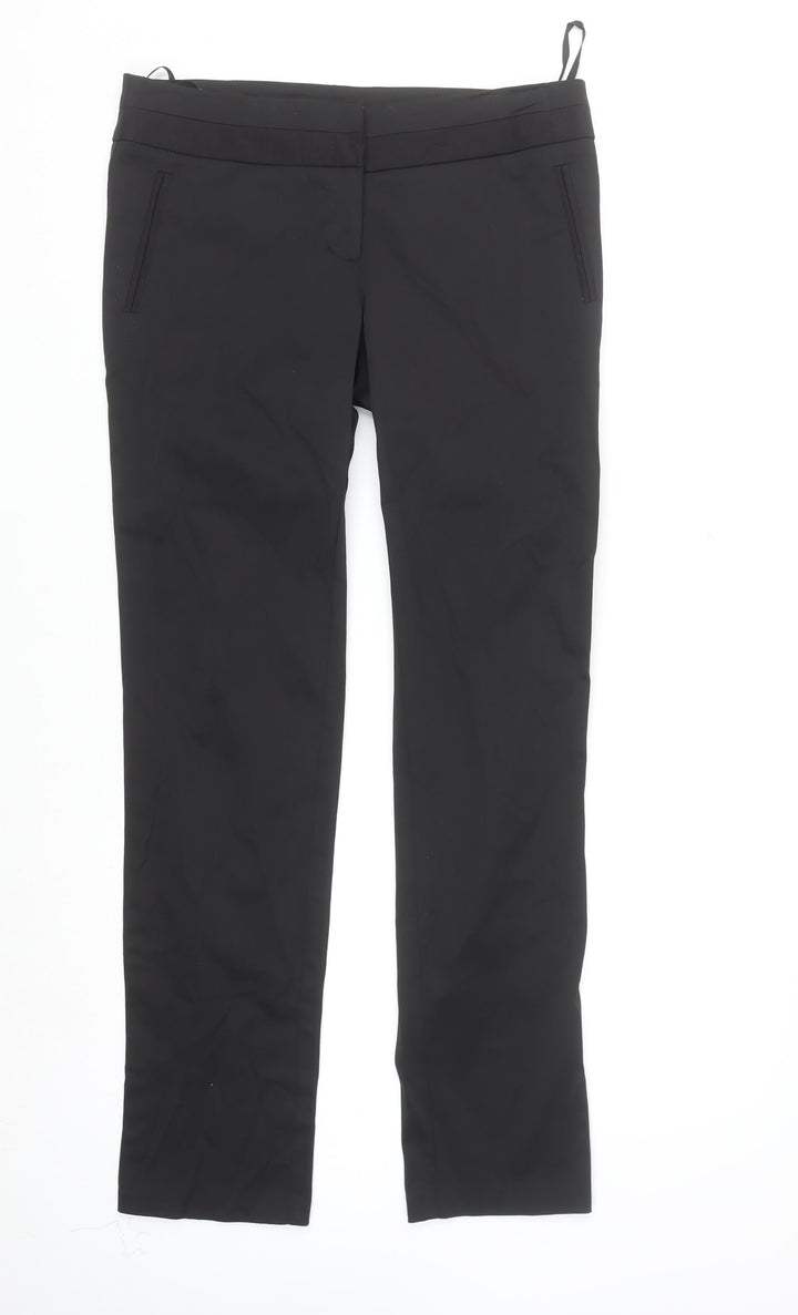 Oasis Women's Black Size 12 Slim Trousers Cotton Blend Workwear