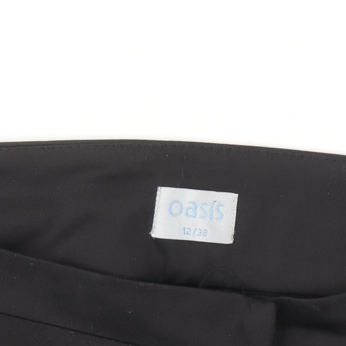 Oasis Women's Black Size 12 Slim Trousers Cotton Blend Workwear