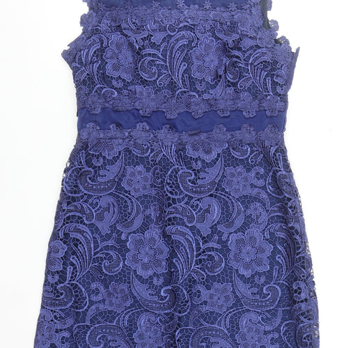 Red Chilli Women's Blue Lace Sleeveless Sheath Party Dress Size 14