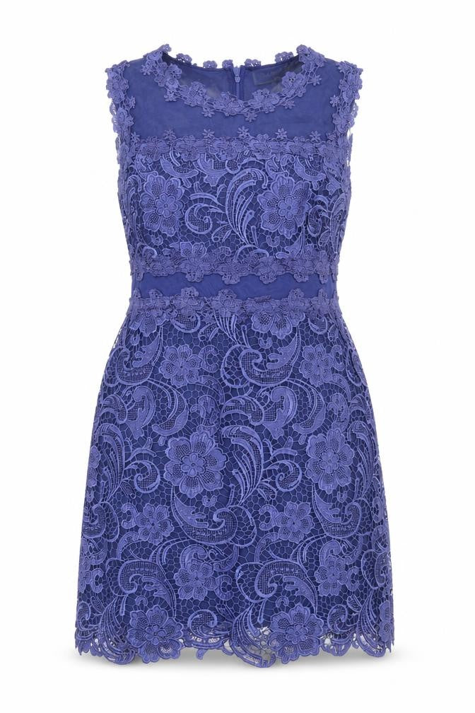 Red Chilli Women's Blue Lace Sleeveless Sheath Party Dress Size 14