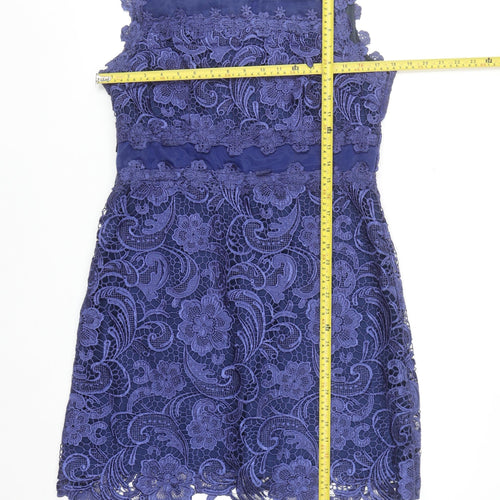 Red Chilli Women's Blue Lace Sleeveless Sheath Party Dress Size 14