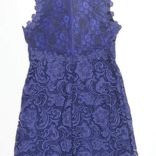Red Chilli Women's Blue Lace Sleeveless Sheath Party Dress Size 14