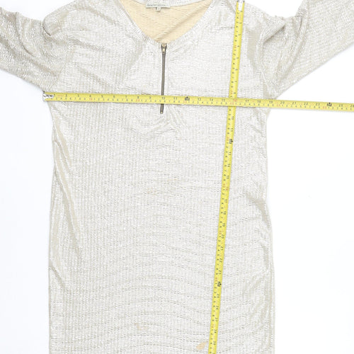 Scarlet Roos Women Gold Shift Party Dress Size S Half Sleeve