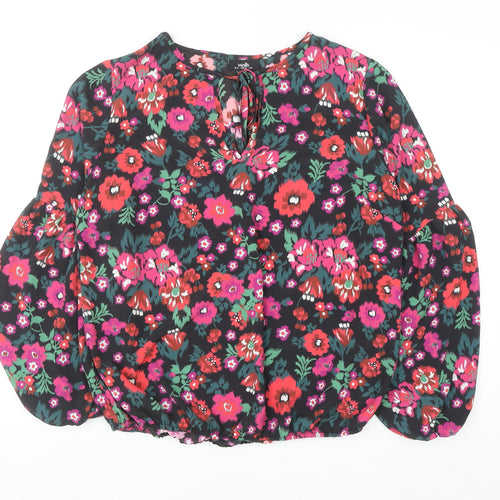 Wallis Women’s Multicoloured Floral Long Sleeve V-Neck Tunic Blouse Size 12