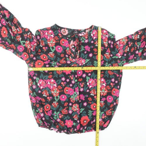 Wallis Women’s Multicoloured Floral Long Sleeve V-Neck Tunic Blouse Size 12