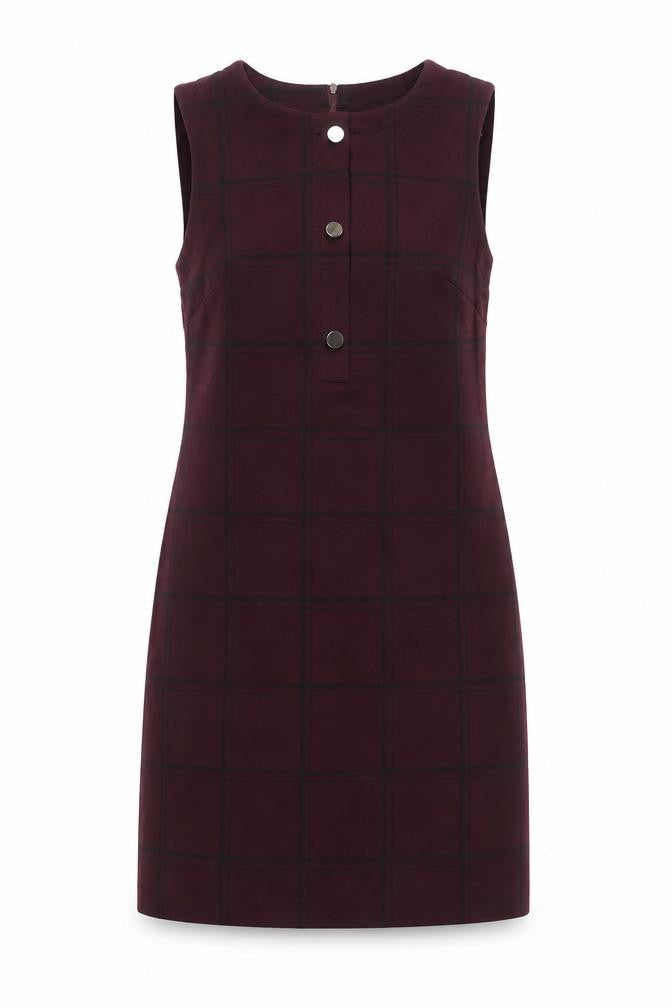 Dunnes Women Brown Check Sleeveless Pinafore Dress Size 10