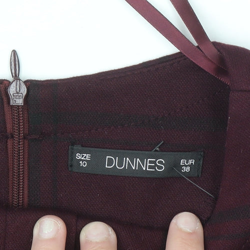 Dunnes Women Brown Check Sleeveless Pinafore Dress Size 10