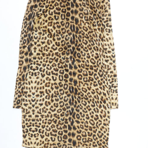 Parisian Women’s Brown Leopard Animal Print Bodycon Dress Size 12