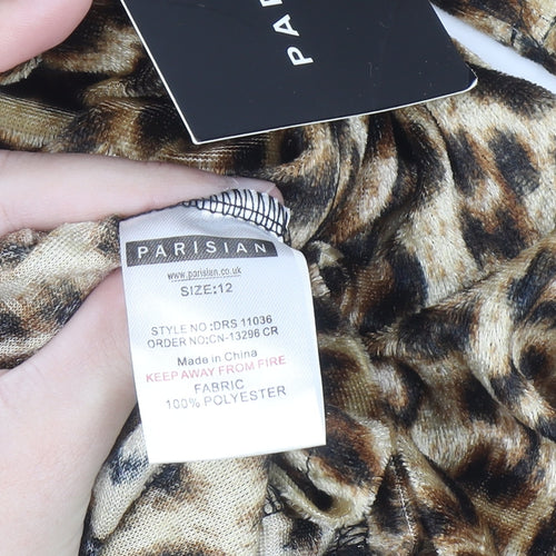 Parisian Women’s Brown Leopard Animal Print Bodycon Dress Size 12