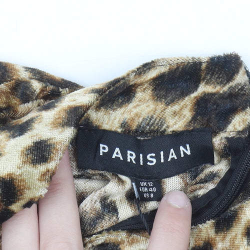 Parisian Women’s Brown Leopard Animal Print Bodycon Dress Size 12