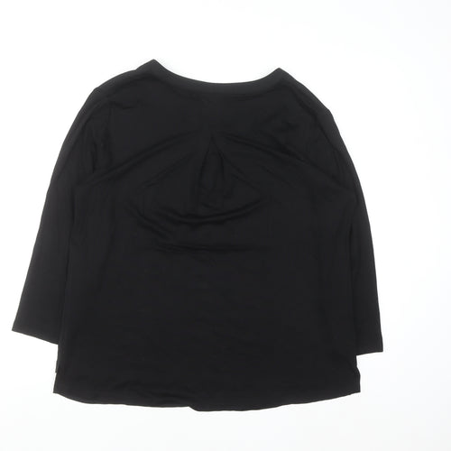 Twist Womens Black Blouse Size 12 V-Neck 3/4 Sleeve Work Top