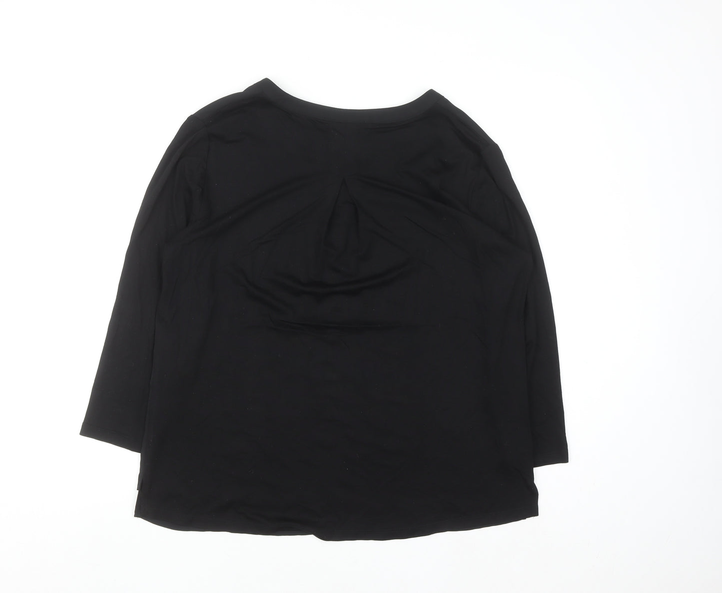Twist Womens Black Blouse Size 12 V-Neck 3/4 Sleeve Work Top