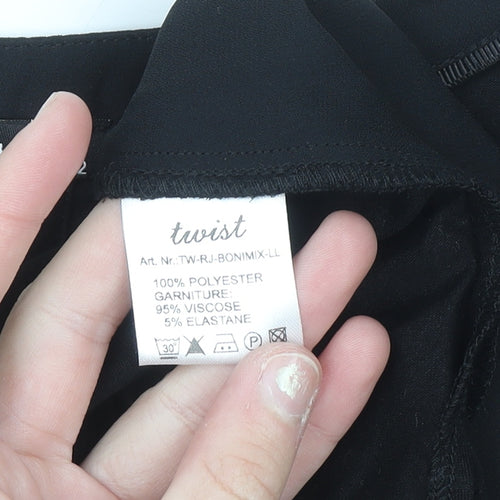 Twist Womens Black Blouse Size 12 V-Neck 3/4 Sleeve Work Top