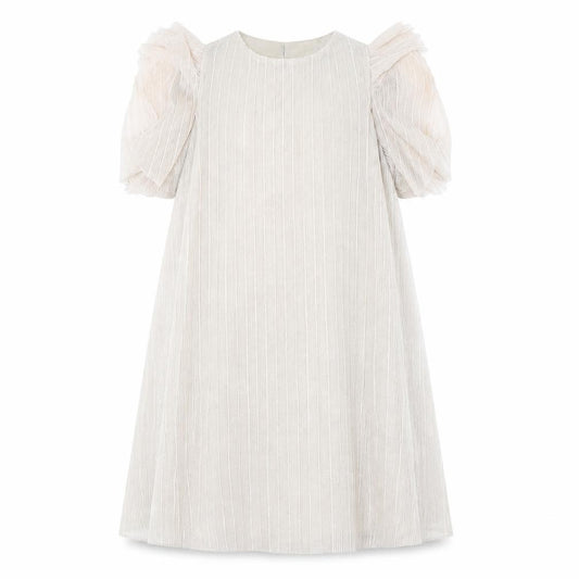 H&M Girls Beige A-Line Flutter Sleeve Party Dress 8-9 Years