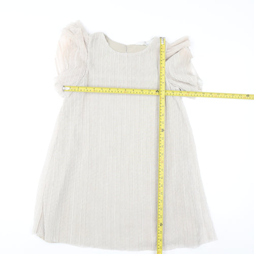 H&M Girls Beige A-Line Flutter Sleeve Party Dress 8-9 Years