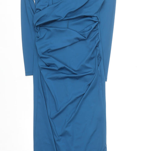 Copperrose Paris Women Blue Bodycon Midi Dress Size M Long Sleeve