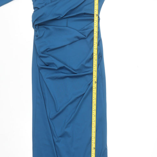 Copperrose Paris Women Blue Bodycon Midi Dress Size M Long Sleeve