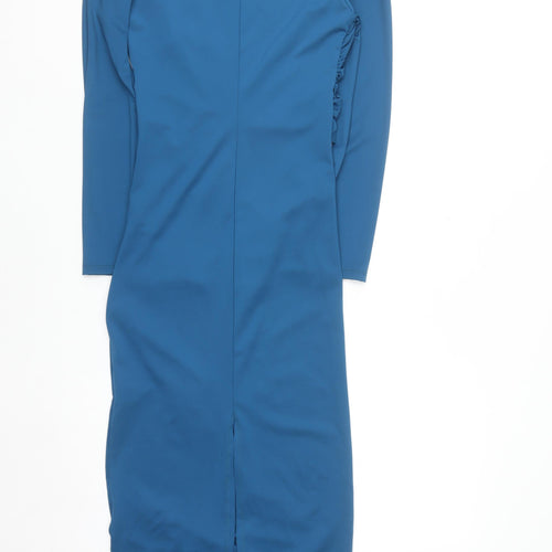 Copperrose Paris Women Blue Bodycon Midi Dress Size M Long Sleeve