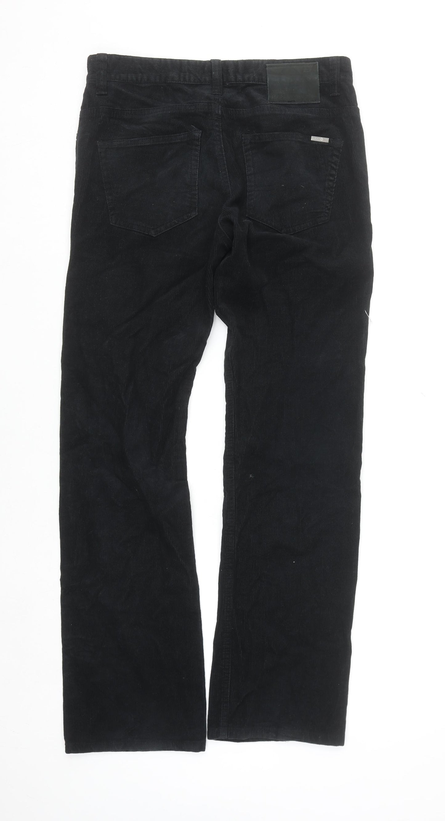 Blend Men's Black Corduroy Straight Leg Trousers Size 30 Regular