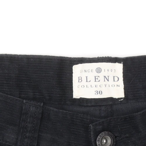 Blend Men's Black Corduroy Straight Leg Trousers Size 30 Regular