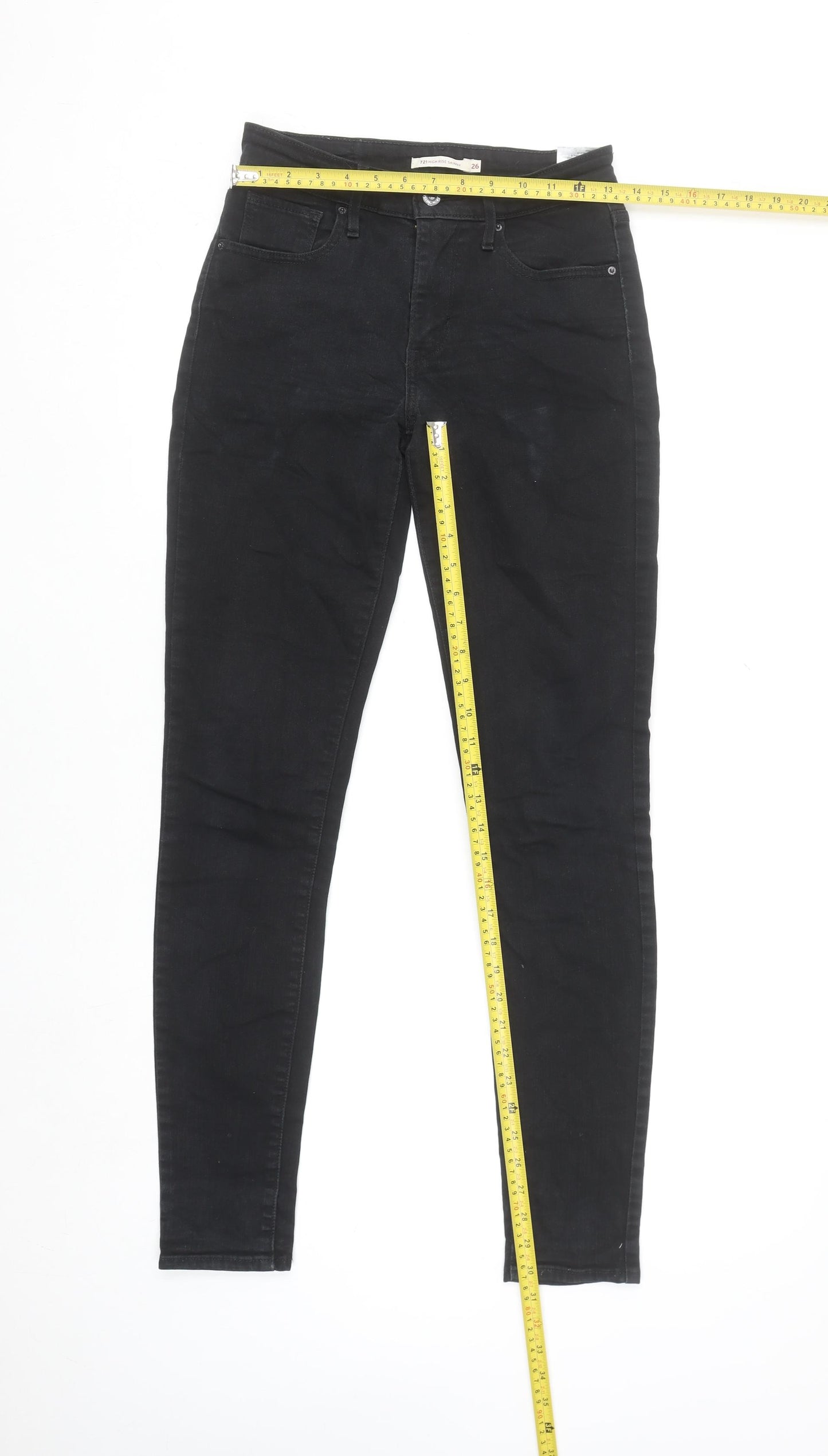 Levi's 721 High Rise Skinny Black Jeans Women Size 26 Regular Denim