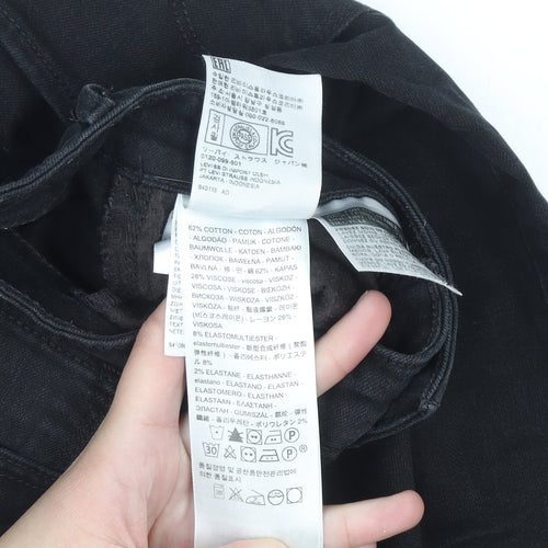 Levi's 721 High Rise Skinny Black Jeans Women Size 26 Regular Denim